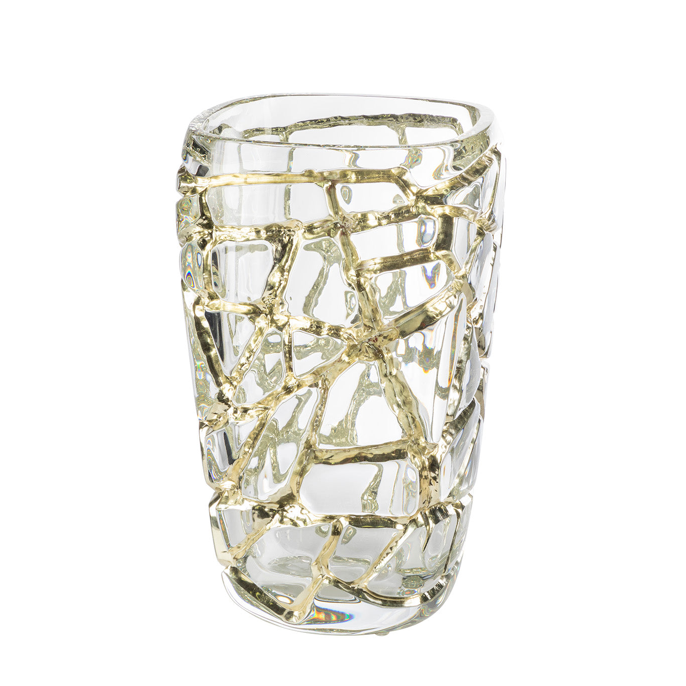 Magnitude large vase with white gold leaves