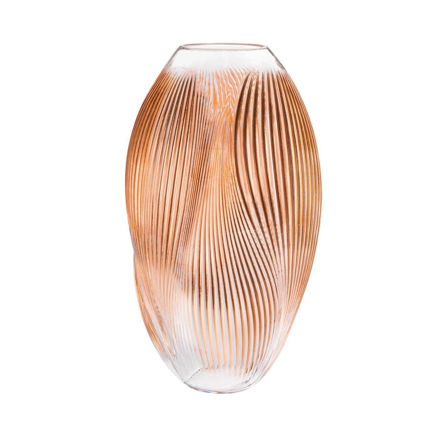 Alizé XXL Vase with pink gold leaves