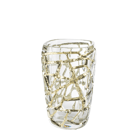 Magnitude large vase with white gold leaves